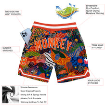 Load image into Gallery viewer, Custom Black Orange-White 3D Pattern Design Hawaii Bush Authentic Basketball Shorts
