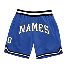 Load image into Gallery viewer, Custom Blue White-Black Authentic Throwback Basketball Shorts
