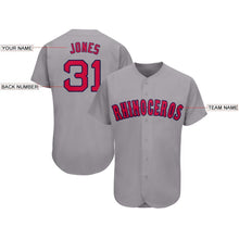 Load image into Gallery viewer, Custom Gray Red-Navy Baseball Jersey
