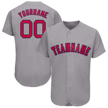 Load image into Gallery viewer, Custom Gray Red-Navy Baseball Jersey
