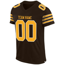 Load image into Gallery viewer, Custom Brown Gold-White Mesh Authentic Football Jersey
