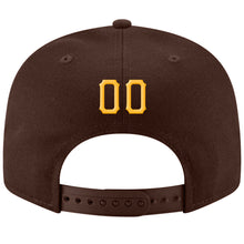 Laden Sie das Bild in den Galerie-Viewer, Custom Brown Gold-White Stitched Adjustable Snapback Hat
