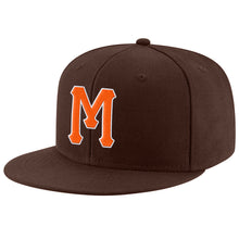 Laden Sie das Bild in den Galerie-Viewer, Custom Brown Orange-White Stitched Adjustable Snapback Hat
