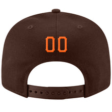 Laden Sie das Bild in den Galerie-Viewer, Custom Brown Orange-White Stitched Adjustable Snapback Hat
