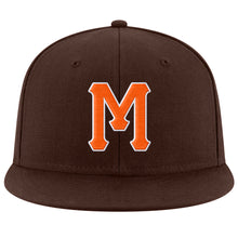 Load image into Gallery viewer, Custom Brown Orange-White Stitched Adjustable Snapback Hat
