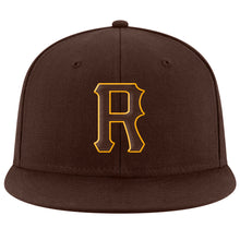 Load image into Gallery viewer, Custom Brown Brown-Gold Stitched Adjustable Snapback Hat
