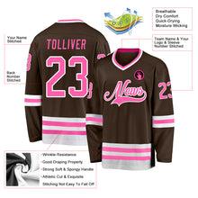 Laden Sie das Bild in den Galerie-Viewer, Custom Brown Pink-White Hockey Jersey
