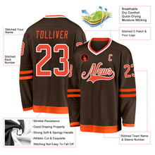 Laden Sie das Bild in den Galerie-Viewer, Custom Brown Orange-White Hockey Jersey
