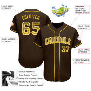 Custom Brown Gold-White Authentic Drift Fashion Baseball Jersey