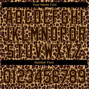 Custom Brown Brown-Old Gold 3D Pattern Design Leopard Performance T-Shirt