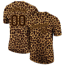 Загрузить изображение в средство просмотра галереи, Custom Brown Brown-Old Gold 3D Pattern Design Leopard Performance T-Shirt
