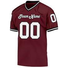 Laden Sie das Bild in den Galerie-Viewer, Custom Burgundy White-Black Mesh Authentic Throwback Football Jersey
