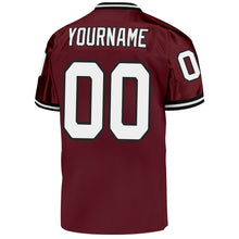 Load image into Gallery viewer, Custom Burgundy White-Black Mesh Authentic Throwback Football Jersey
