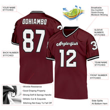 Load image into Gallery viewer, Custom Burgundy White-Black Mesh Authentic Throwback Football Jersey
