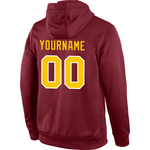 Custom Stitched Burgundy Gold-White Sports Pullover Sweatshirt Hoodie