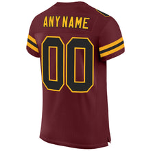 Load image into Gallery viewer, Custom Burgundy Black-Gold Mesh Authentic Football Jersey
