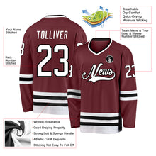 Laden Sie das Bild in den Galerie-Viewer, Custom Burgundy White-Black Hockey Jersey
