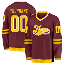 Load image into Gallery viewer, Custom Burgundy Gold-White Hockey Jersey
