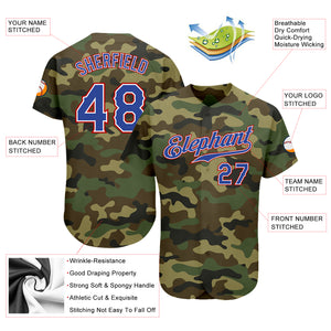 Custom Camo Royal-Red Authentic Salute To Service Baseball Jersey