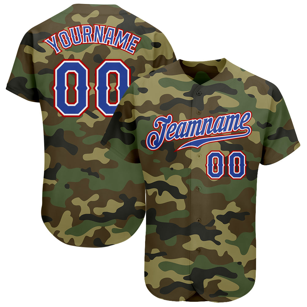 Custom Camo Royal-Red Authentic Salute To Service Baseball Jersey