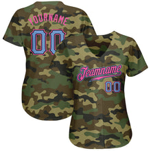 Load image into Gallery viewer, Custom Camo Light Blue-Pink Authentic Salute To Service Baseball Jersey
