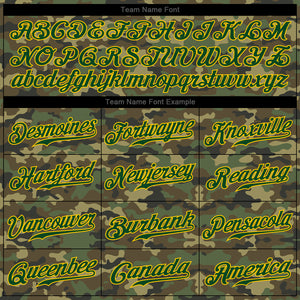 Custom Camo Green-Gold Authentic Salute To Service Baseball Jersey