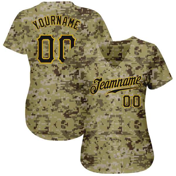 Cheap Custom Camo Black-Gold Authentic Baseball Jersey Free Shipping –  CustomJerseysPro