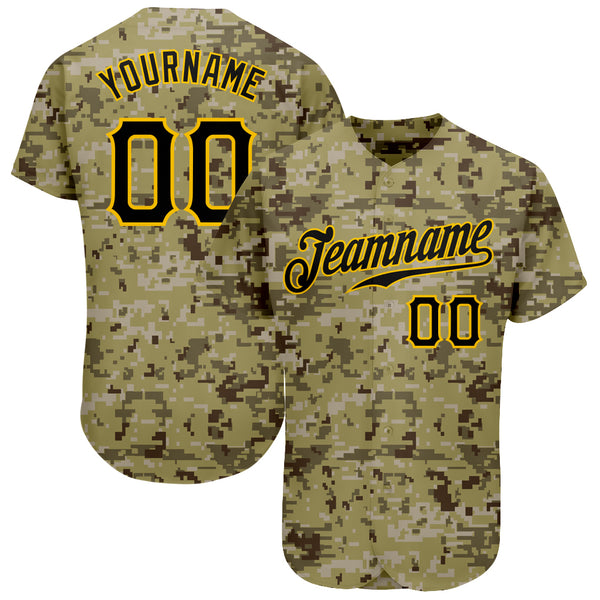 Cheap Custom Camo Black-Gold Authentic Baseball Jersey Free