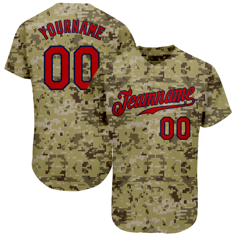  Custom Baseball Jersey with Camouflage, Red Camo