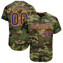 Load image into Gallery viewer, Custom Camo Purple-Gold Authentic Salute To Service Baseball Jersey
