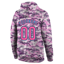 Load image into Gallery viewer, Custom Stitched Camo Pink-Light Blue Sports Pullover Sweatshirt Salute To Service Hoodie
