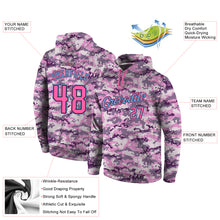 Load image into Gallery viewer, Custom Stitched Camo Pink-Light Blue Sports Pullover Sweatshirt Salute To Service Hoodie
