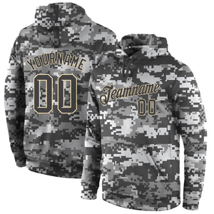 Custom Stitched Camo Steel Gray-Cream Sports Pullover Sweatshirt Salute To Service Hoodie