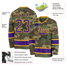 Laden Sie das Bild in den Galerie-Viewer, Custom Camo Purple-Gold Salute To Service Hockey Jersey

