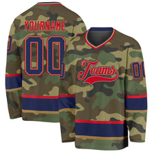 Load image into Gallery viewer, Custom Camo Navy-Red Salute To Service Hockey Jersey
