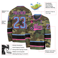 Laden Sie das Bild in den Galerie-Viewer, Custom Camo Light Blue-Pink Salute To Service Hockey Jersey

