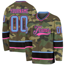 Laden Sie das Bild in den Galerie-Viewer, Custom Camo Light Blue-Pink Salute To Service Hockey Jersey
