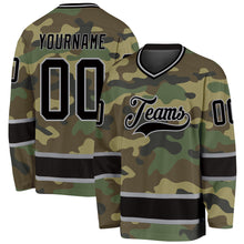 Load image into Gallery viewer, Custom Camo Black-Gray Salute To Service Hockey Jersey

