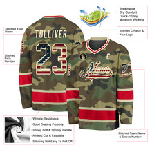 Load image into Gallery viewer, Custom Camo Vintage USA Flag-Red Salute To Service Hockey Jersey

