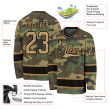 Laden Sie das Bild in den Galerie-Viewer, Custom Camo Old Gold-Black Salute To Service Hockey Jersey
