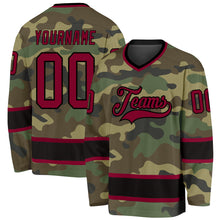 Laden Sie das Bild in den Galerie-Viewer, Custom Camo Maroon-Black Salute To Service Hockey Jersey
