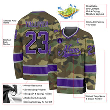 Laden Sie das Bild in den Galerie-Viewer, Custom Camo Purple-Black Salute To Service Hockey Jersey
