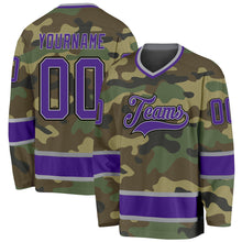 Laden Sie das Bild in den Galerie-Viewer, Custom Camo Purple-Black Salute To Service Hockey Jersey
