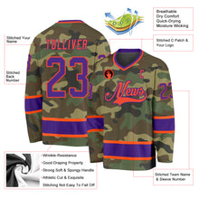 Load image into Gallery viewer, Custom Camo Purple-Orange Salute To Service Hockey Jersey
