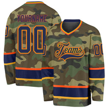 Load image into Gallery viewer, Custom Camo Navy-Orange Salute To Service Hockey Jersey
