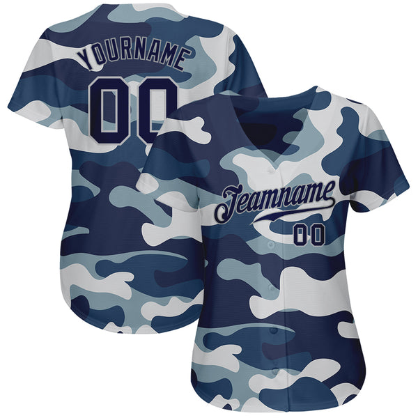 Camo SS Baseball Jersey with Customization Available, Blue