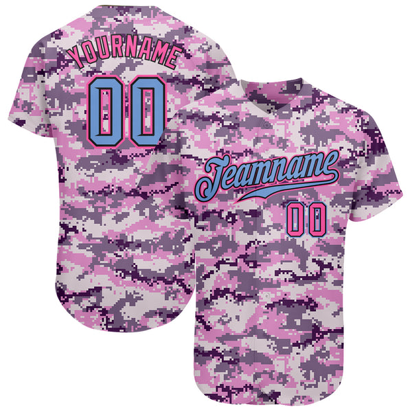 Camo SS Baseball Jersey with Customization Available, Blue