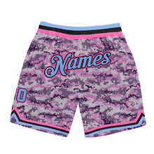 Laden Sie das Bild in den Galerie-Viewer, Custom Camo Light Blue-Pink Authentic Salute To Service Basketball Shorts
