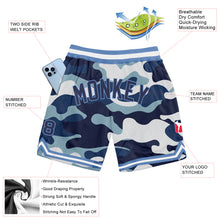 Load image into Gallery viewer, Custom Camo Navy-Light Blue Authentic Salute To Service Basketball Shorts
