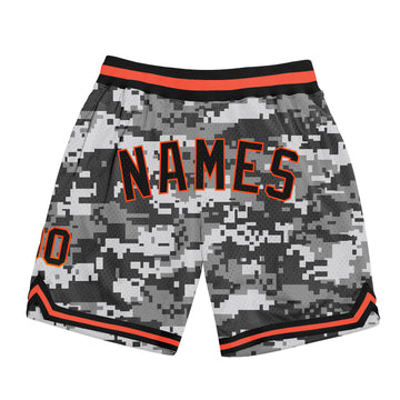 Custom Camo Black-Orange Authentic Salute To Service Basketball Shorts